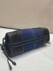 Uubags Prada Symbole Top-Handle Bag in Denim and Leather Black 23.5x12x9cm - 4