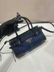 Uubags Prada Symbole Top-Handle Bag in Denim and Leather Black 23.5x12x9cm - 3
