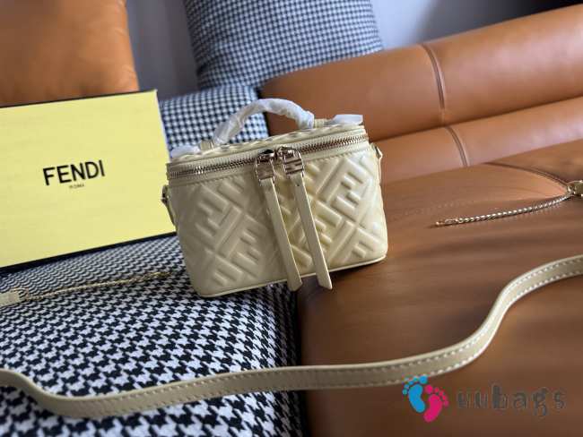 Uubags Fendi Vanity Pink nappa leather mini bag with FF motif in yellow 16x8x11cm - 1