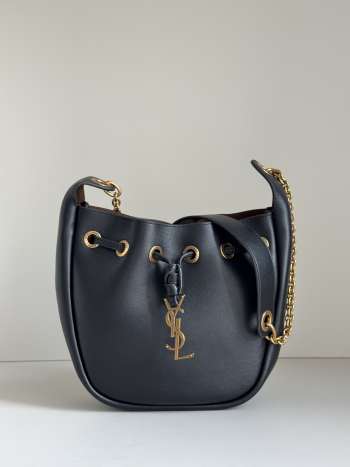 Uubags YSL Le 37 Bucket Bag in Black Smooth Leather 28x22x9cm