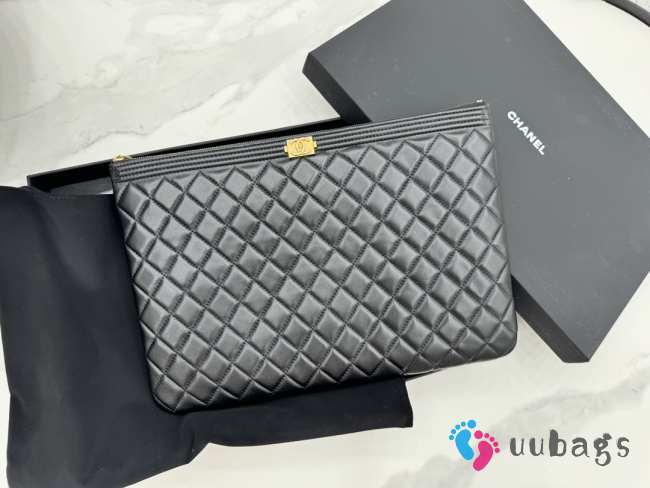 Uubags Chanel Boy O Case Cosmetic Pouch In Balck With Gold Hardware 33x24cm - 1