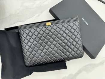 Uubags Chanel Boy O Case Cosmetic Pouch In Balck With Gold Hardware 33x24cm