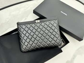 Uubags Chanel Boy O Case Cosmetic Pouch In Balck With Silver Hardware 33x24cm