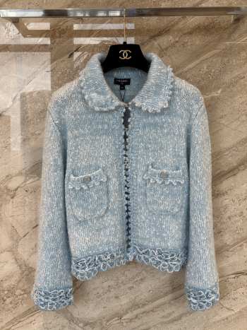 Uubags Chanel Wool Tweed Jacket in Light Blue
