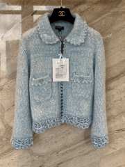 Uubags Chanel Wool Tweed Jacket in Light Blue - 2