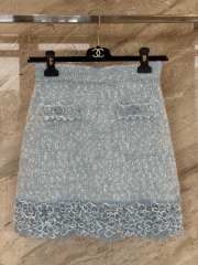 Uubags Chanel Short Skirt Wool Tweed Light Blue - 1