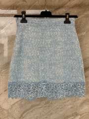 Uubags Chanel Short Skirt Wool Tweed Light Blue - 5