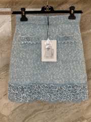 Uubags Chanel Short Skirt Wool Tweed Light Blue - 4