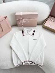 Uubags Miu Miu cotton knit zipper cardigan in natural - 1