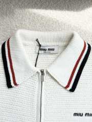 Uubags Miu Miu cotton knit zipper cardigan in natural - 6