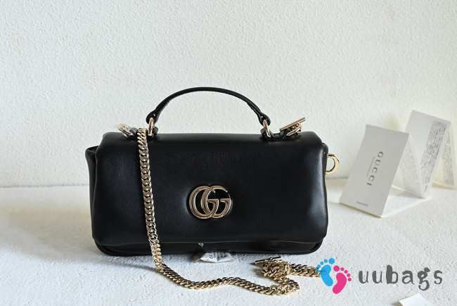 Uubags Gucci GG Marmont Small Top Handle Bag in Black Leather 21x12.5x4.6cm - 1