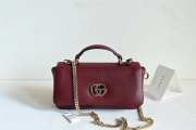 Uubags Gucci GG Marmont Small Top Handle Bag in Red Leather 21x12.5x4.6cm - 1
