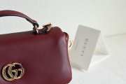Uubags Gucci GG Marmont Small Top Handle Bag in Red Leather 21x12.5x4.6cm - 5