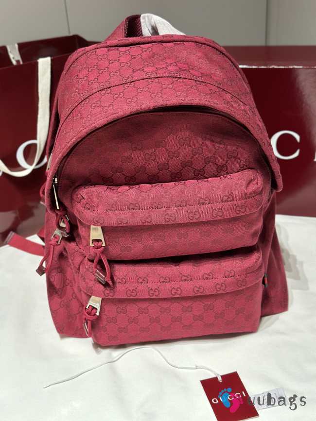 Uubags Gucci GG red canvas large backpack in silver-toned hardware 40x36.5x23cm - 1