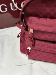 Uubags Gucci GG red canvas large backpack in silver-toned hardware 40x36.5x23cm - 2
