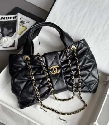 Uubags Chanel Mini Bow Bag Shiny Lambskin & Gold-Tone Metal In Black 18x26x5cm