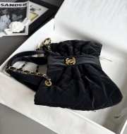 Uubags Chanel Mini Bow Bag Velvet Effect Nylon & Gold Metallic In Black 18x26x5cm - 4