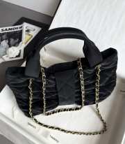 Uubags Chanel Mini Bow Bag Velvet Effect Nylon & Gold Metallic In Black 18x26x5cm - 3