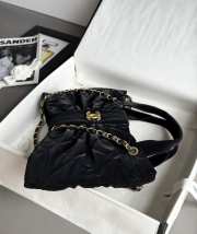 Uubags Chanel Mini Bow Bag Velvet Effect Nylon & Gold Metallic In Black 18x26x5cm - 2