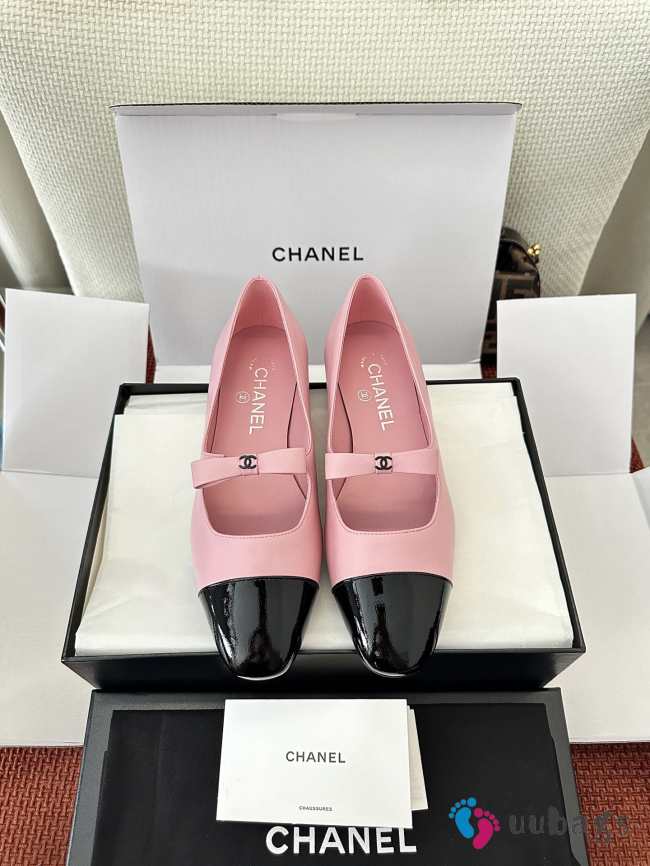 Uubags Chanel classic two-tone black/ pink ballerina flats - 1