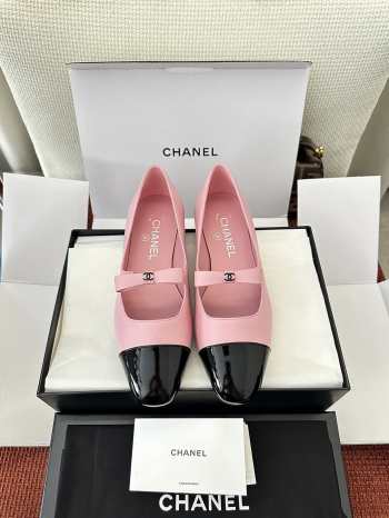Uubags Chanel classic two-tone black/ pink ballerina flats