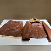 Uubags Miu Miu Shearling-Trimmed Leather Jacket In Brown - 3