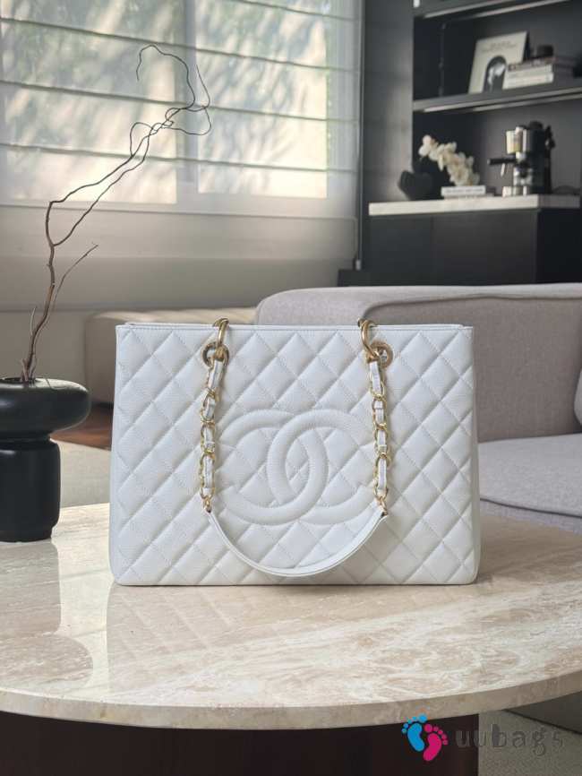Uubags Chanel Grand Shopping Tote Bag In White 33.5x24x12.5cm - 1