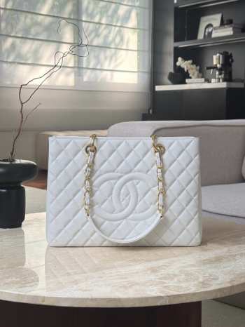 Uubags Chanel Grand Shopping Tote Bag In White 33.5x24x12.5cm