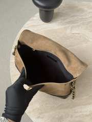 Uubags Chanel large flap bag with handle suede, shiny lambskin & gold metallic in beige & black 18x29x8cm - 2