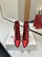 Uubags Givenchy Shark Lock Wedge Boots in Red Metallic Snakeskin Embossed Leather - 6