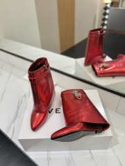Uubags Givenchy Shark Lock Wedge Boots in Red Metallic Snakeskin Embossed Leather - 3