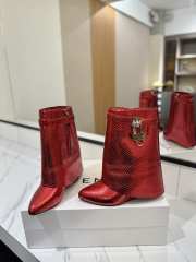 Uubags Givenchy Shark Lock Wedge Boots in Red Metallic Snakeskin Embossed Leather - 2