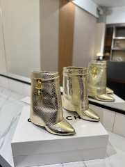Uubags Givenchy Shark Lock Wedge Boots in Gold Metallic Snakeskin Embossed Leather - 6