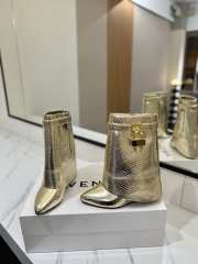 Uubags Givenchy Shark Lock Wedge Boots in Gold Metallic Snakeskin Embossed Leather - 3