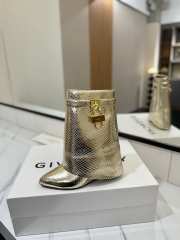 Uubags Givenchy Shark Lock Wedge Boots in Gold Metallic Snakeskin Embossed Leather - 2