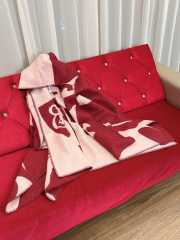 Uubags Burberry Logo Jacquard Wool Cashmere Cape In Red - 3