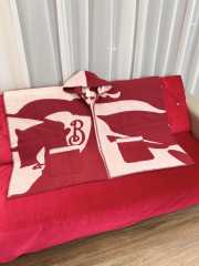 Uubags Burberry Logo Jacquard Wool Cashmere Cape In Red - 5