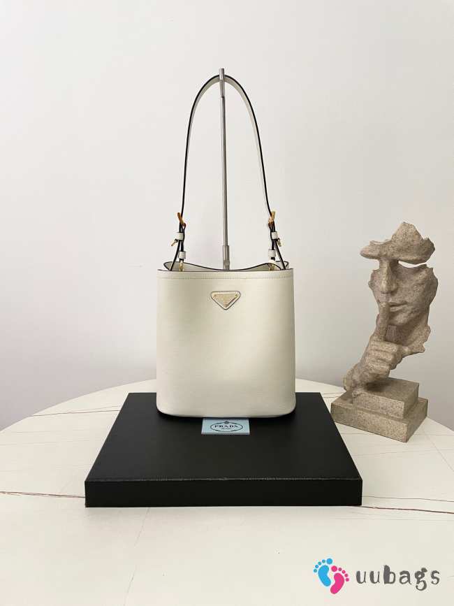 Uubags Prada Panier Saffiano Leather Bag In White 21.5x22.5x13cm - 1