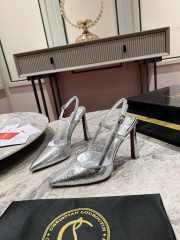 Uubags Christian Louboutin Metallic Silver T-Strap Slingback Pumps 10cm - 1