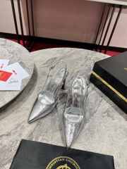 Uubags Christian Louboutin Metallic Silver T-Strap Slingback Pumps 10cm - 6