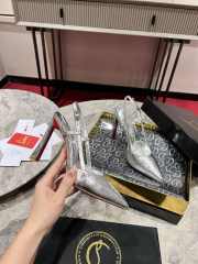 Uubags Christian Louboutin Metallic Silver T-Strap Slingback Pumps 10cm - 5