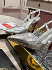 Uubags Christian Louboutin Metallic Silver T-Strap Slingback Pumps 10cm - 4