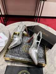 Uubags Christian Louboutin Metallic Silver T-Strap Slingback Pumps 10cm - 2