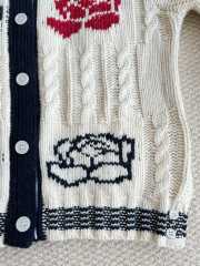 Uubags Thom Browne Rose-intarsia cable-knit cardigan in white - 2