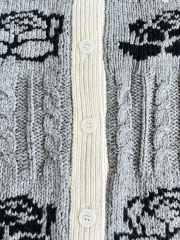 Uubags Thom Browne Rose-intarsia cable-knit cardigan in grey - 4