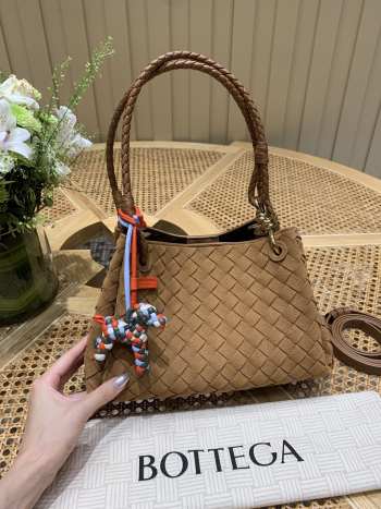 Uubags Bottega Veneta Parachute Intrecciato suede leather shoulder bag in amber 29.5x17.5x18.5cm