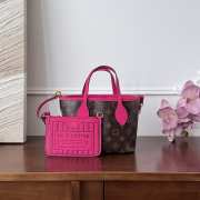 Uubags Louis Vuitton M12106 Neverfull Bandoulière Inside Out BB In Rose Pondichery/Monogram 26.5x16.5x11cm - 1