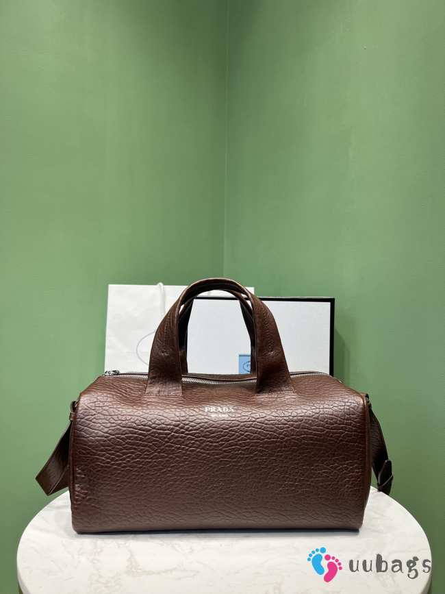 Uubags Prada Small Nappa Leather Duffle Bag In Dark Brown 35x17.5x17.5cm - 1