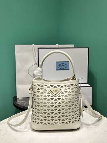 Uubags Prada Mini Panier Leather Tote Bag In White 18x17x10.5cm