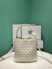 Uubags Prada Mini Panier Leather Tote Bag In White 18x17x10.5cm - 3